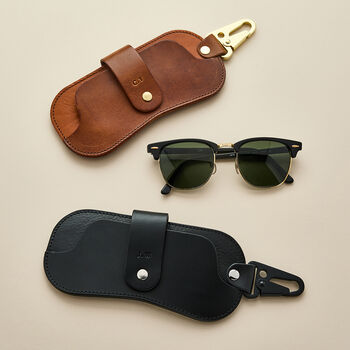 Personalised Leather Glasses Case With Clip, 2 of 4