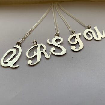 Sterling Silver Initial Necklace In A Romantic Script, 7 of 8