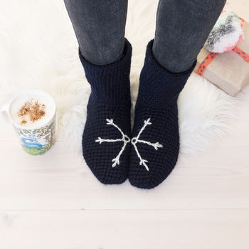 Mummy And Me Handmade Snowflake Slipper Sock Set, 3 of 9