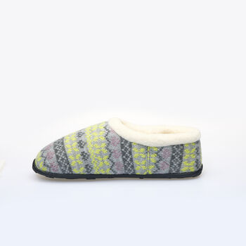 Ellen Grey/Lime Nordic Women's Slippers Indoor/Garden Shoes, 10 of 12