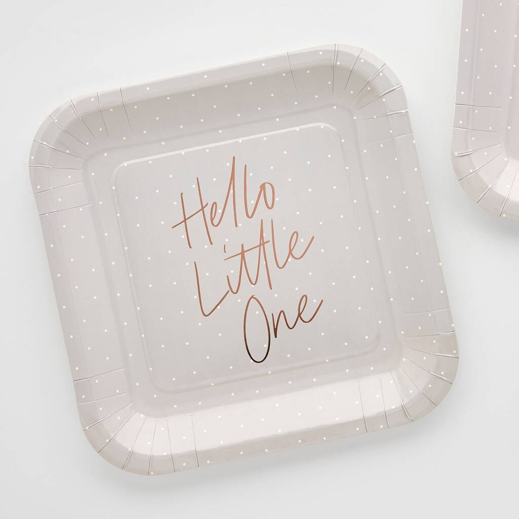 10 Hello Little One Neutral Baby Shower Plates, 1 of 2