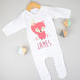 Personalised Fox Babygrow Baby Gift, thumbnail 1 of 10