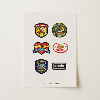 Personalised Father’s Day Patch Print Custom Dad Hobby And Achievement Badges, 2 of 3