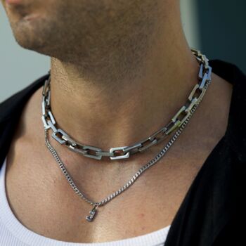 Chunky Screw Lock Steel Chain Mens Necklace, 4 of 9