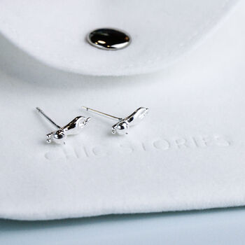 Sterling Silver Dangling Cat Stud Earrings, 4 of 5