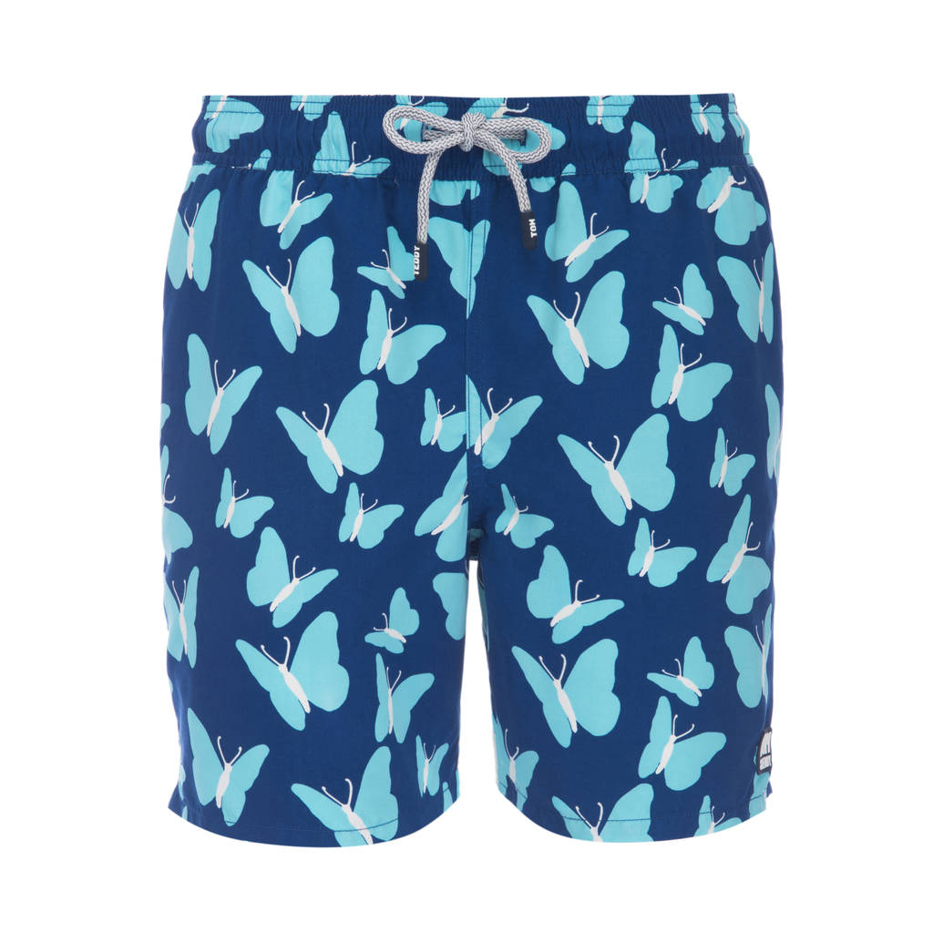 Men's Turquoise Blue Butterfly Swim Shorts By Tom and Teddy ...
