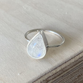 Large Statement Sterling Silver Teardrop Moonstone Ring, 4 of 5
