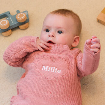 Personalised Pink Knitted New Born Baby Twin Set, 2 of 12