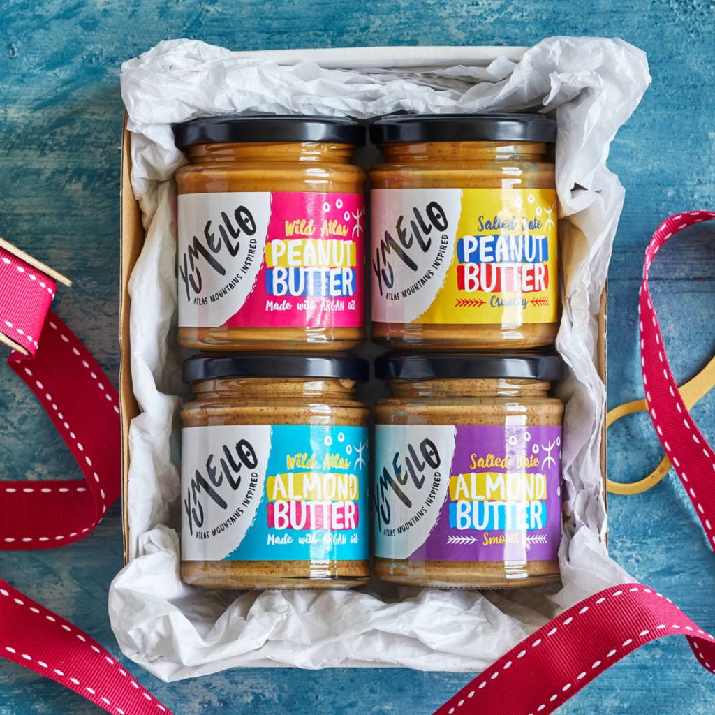 yumello almond / peanut butter gift box 4x170g jars by yumello