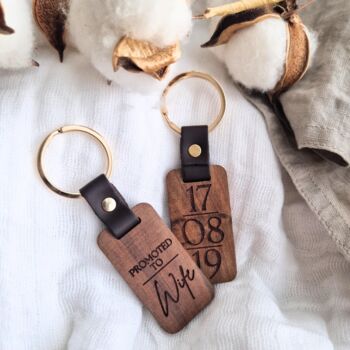Personalised Engraved Walnut Keyring, 3 of 6