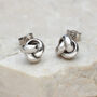 9ct White Gold Small Knot Stud Earrings, thumbnail 1 of 3