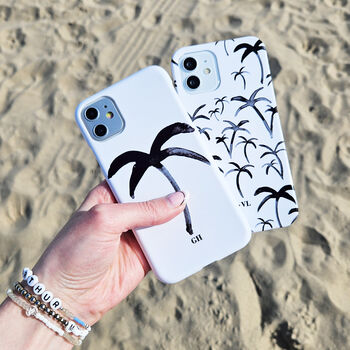 Personalised Monochrome Palm Tree Print Phone Case, 8 of 8