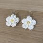 Handmade Crochet White Daisy Earrings: Surgical Steel, thumbnail 9 of 12