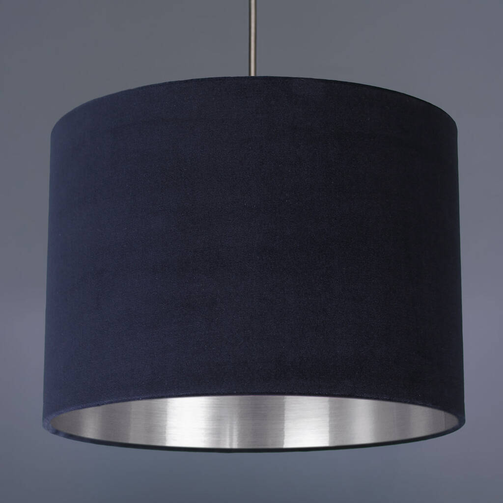 Navy Velvet Lampshade With Choice Of Metallic Lining By Quirk