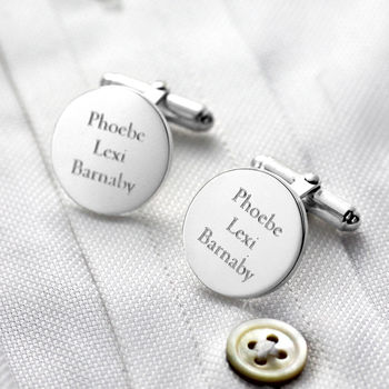 Personalised Round Sterling Silver Cufflinks, 2 of 6