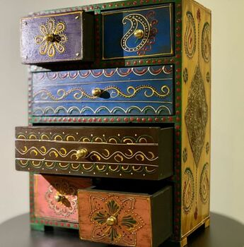 Hand Painted Indian Jewellery Chest Of Drawers, 2 of 2