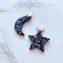 Mix And Match Moon And Star Statement Drop Earrings, thumbnail 4 of 5