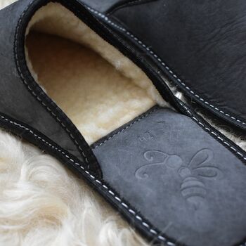 Men's Laether Slip On Slippers Grey, 4 of 5