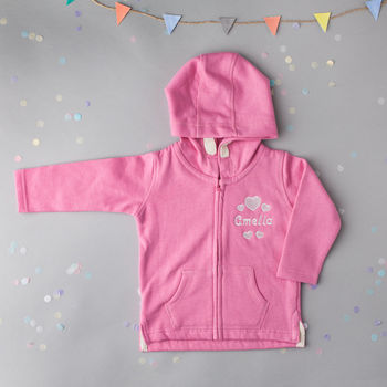 Personalised Baby Hoodie With Hearts Or Stars, 7 of 9