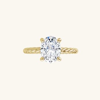 Oval Engagement Ring Lab Grown 1 Ctw Diamond Rope Band, 2 of 5