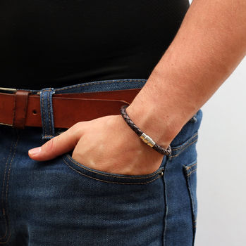 Men's Plaited Leather Bracelet, 2 of 8