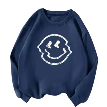 Smiley Face Navy Sweatshirt – Cosy Gift With Good Vibes Summer Sale, 2 of 6