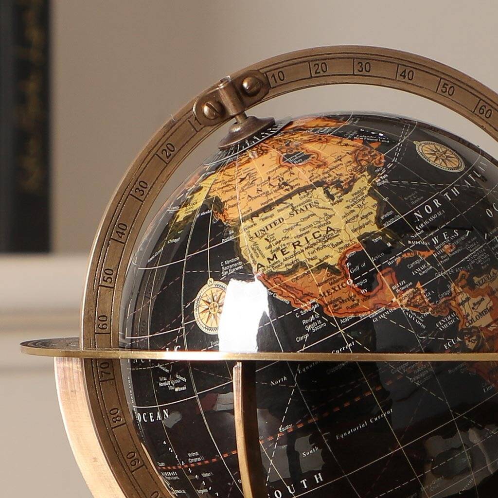 Luxury Antique Style Brass Desk Globe By Dibor