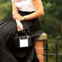 'Belle' Black And White Leather Saffiano Grab Bag, thumbnail 2 of 4