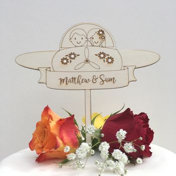 Personalised Wooden Plane Wedding Cake Topper, 3 of 6