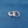 Silver Cz Leaf Hoop Earrings, 925 Sterling Silver, thumbnail 4 of 7