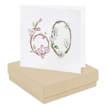 Floral 60th Gift Boxed Earring Card With Sterling Silver Cz Studs, 2 of 7