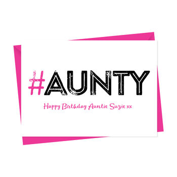 Hashtag Aunt Personalised Birthday Card, 3 of 3
