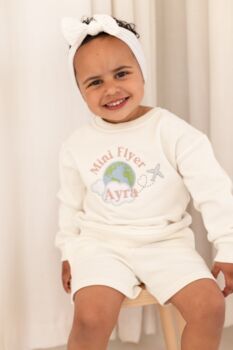 Mini Flyer Or First Time Flyer Personalised Embroidered Globe Holiday Airport Sweatshirt Jumper, 3 of 5