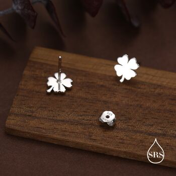 Shamrock Stud Earrings In Sterling Silver, 5 of 12
