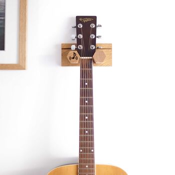 Wall Mounted Solid Oak Guitar And Plectrum Stand, 2 of 11