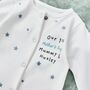 Personalised Our 1st Mother's Day Blue Star Sleepsuit, thumbnail 3 of 4