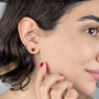 Garnet Heart January Birthstone Stud Earrings, thumbnail 2 of 3