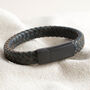 Men's Navy Antiqued Thick Woven Leather Bracelet, thumbnail 1 of 3