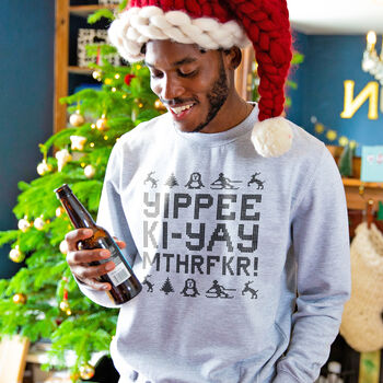 Yippee Ki Yay Men's Christmas Jumper Sweatshirt, 3 of 9