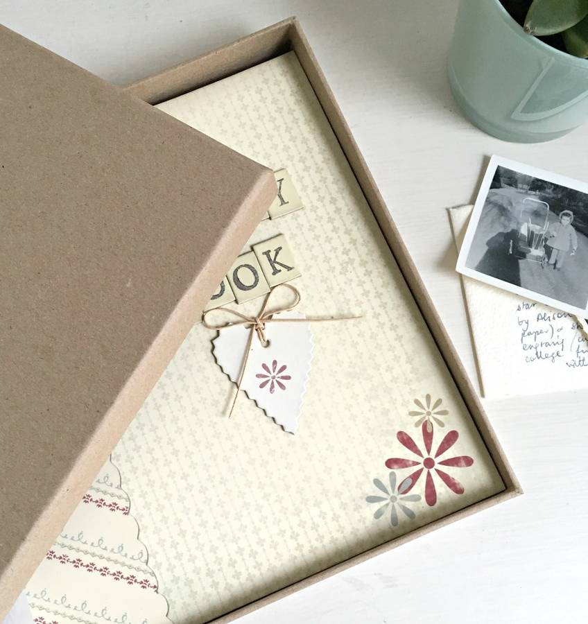 personalised 'memories' keepsake album in gift box by the little