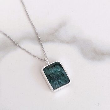 The Rectangle Emerald Sterling Silver Necklace, 2 of 7