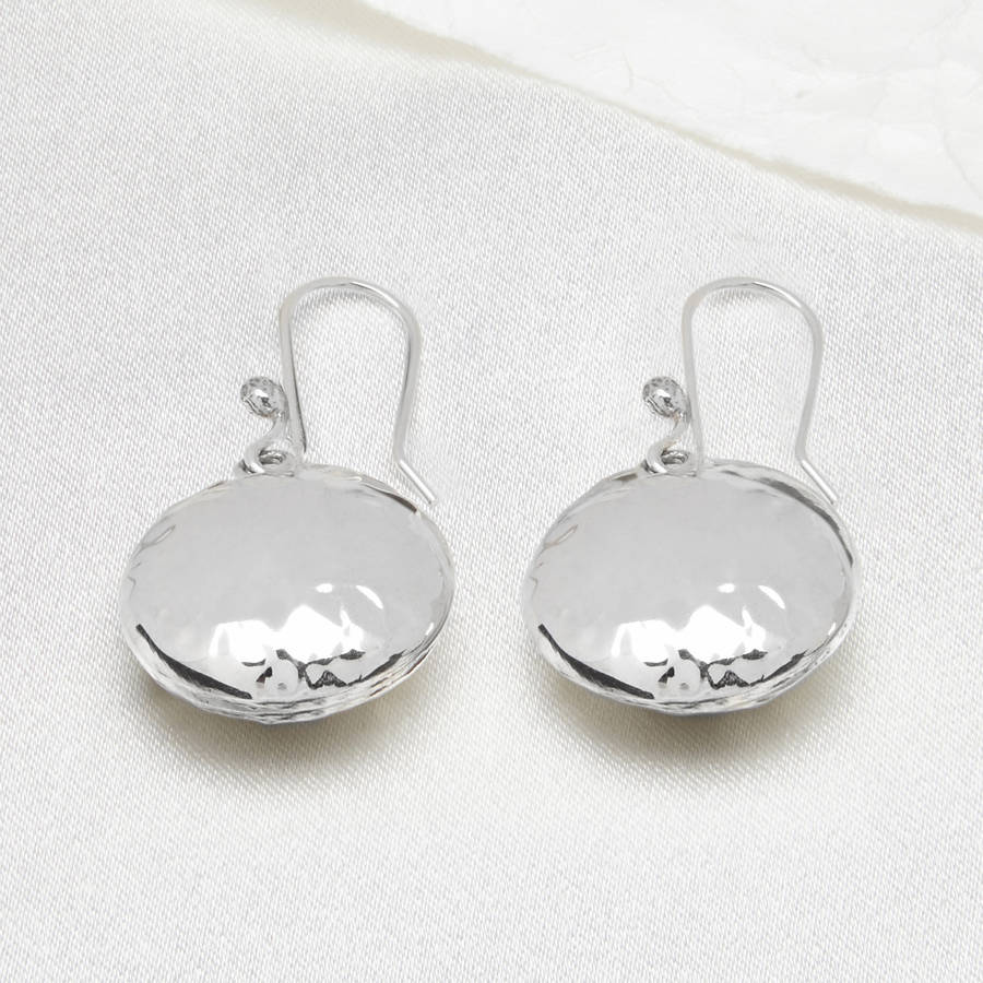 Sterling Silver Hand Hammered Circle Earrings By The London Earring Company 3444