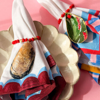 Red Beaded Napkin Holders Set Of Two, 3 of 6