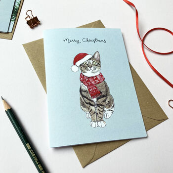 Brown Tabby Cat Christmas Card, 2 of 2