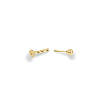 14 Carat Solid Gold Sphere Labret Stud Earring, 6 of 7