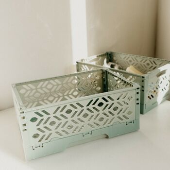 Sage Green Stackable Storage Crate, 2 of 3