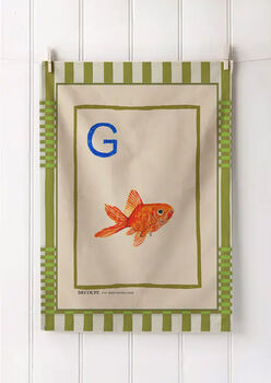 Personalised Alphabet Linen Tea Towel, 9 of 12