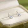 Dainty Cz Flower Drop Stud Earrings In Sterling Silver, thumbnail 2 of 12