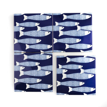'Ocean Shoal' Navy Blue Feature Wall Ceramic Tile, 2 of 9