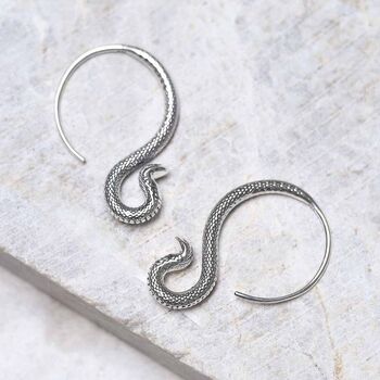 Sterling Silver Cobra Drop Earrings, 2 of 5